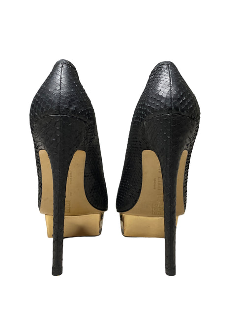 Calzado Ivy Kirzhner Piel De Serpiente Negro - Talla 8