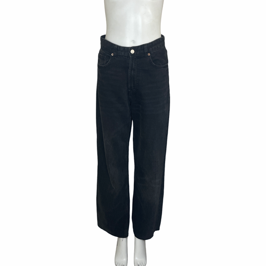 Pantalón ZARA Recto Talle Alto Denim Negro - Talla 4