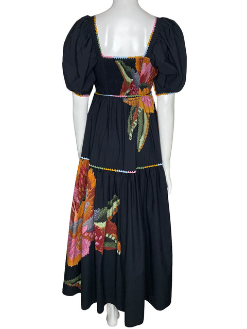 Vestido Farm Maxi Fluido Print Negro-Talla S