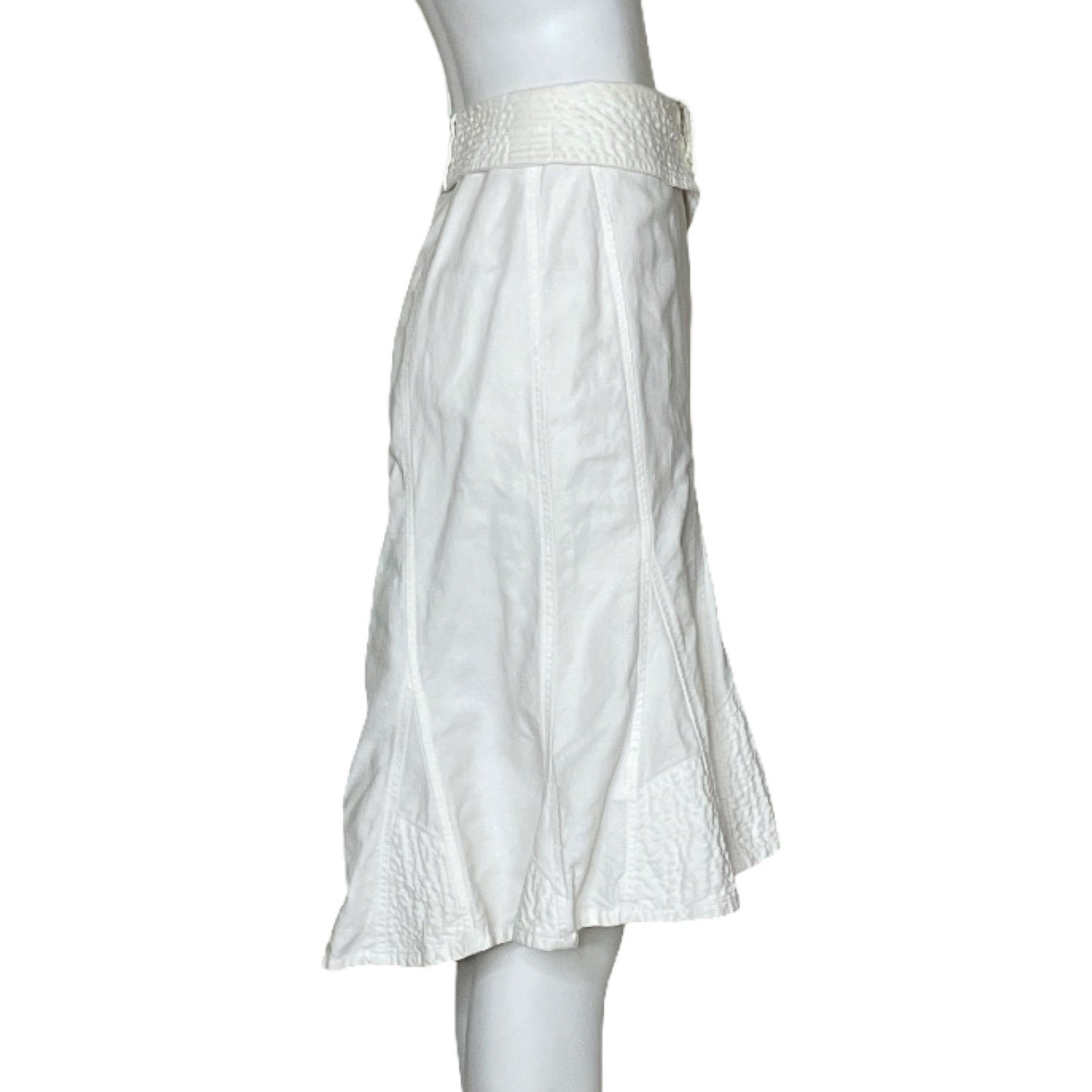 Falda Promod Vuelos Midi Blanco-Talla 8