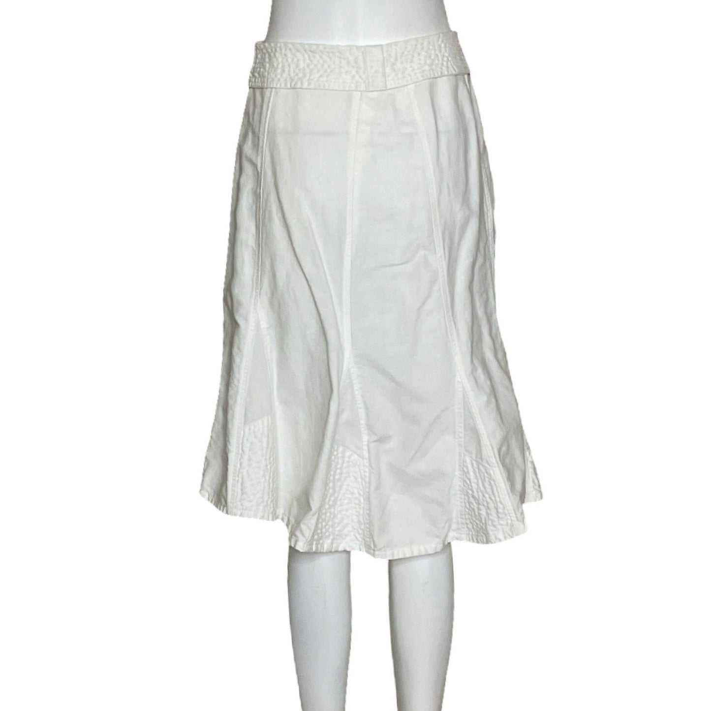Falda Promod Vuelos Midi Blanco-Talla 8