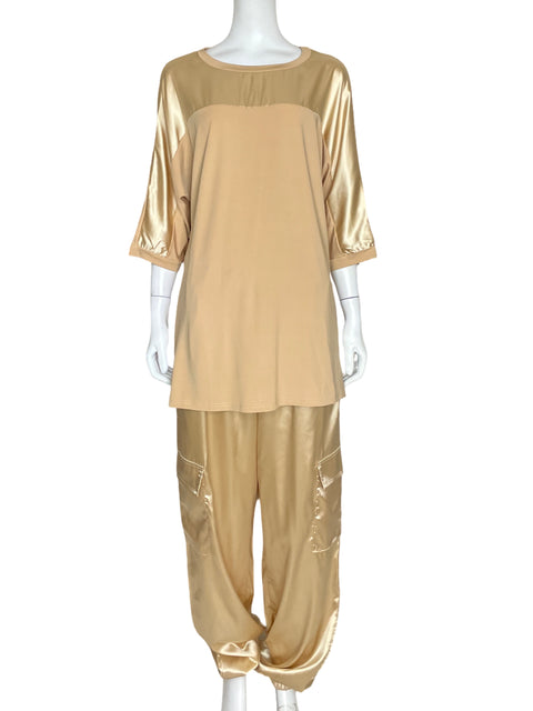 Set Tesoro TPS Blusa + Pantalón Beige - Talla L