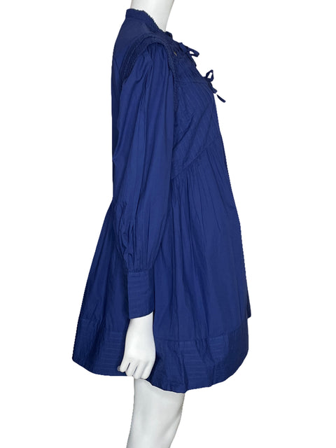 Vestido Farm Open Yoke Mini Azul-Talla S