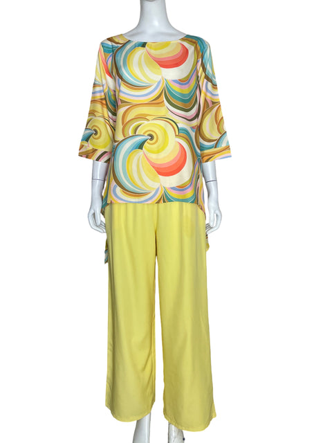 Set Tesoro TPS Blusa + Pantalón Estampado Amarillo - Talla L