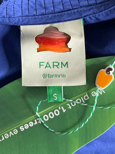 Vestido Farm Open Yoke Mini Azul-Talla S