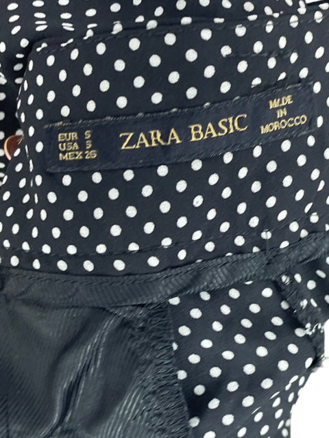 Pantalón Zara Lunares Pinzas Negro-Talla S