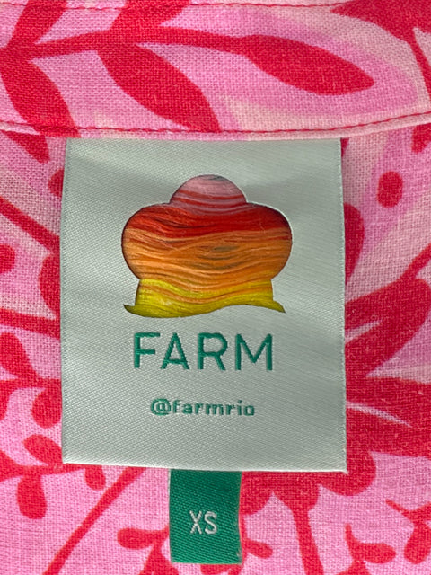 Vestido Farm Floral Manga Larga Rojo-Talla XS