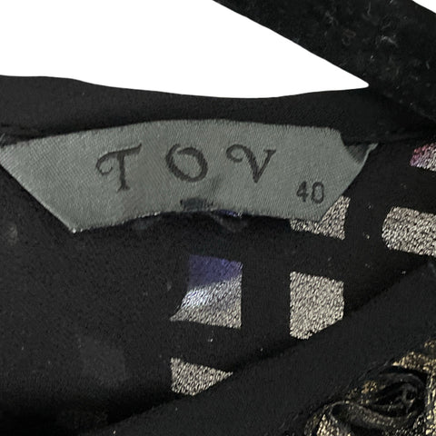 Blusa TOV Cinta Bordado Metalizado Dorado-Talla 40