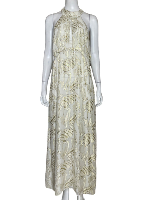 Vestido Parker Halter Brillante Beige - Talla 14
