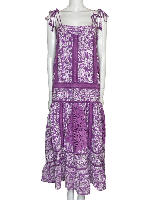 Vestido Farm Tirantes Plisado Morado-Talla S