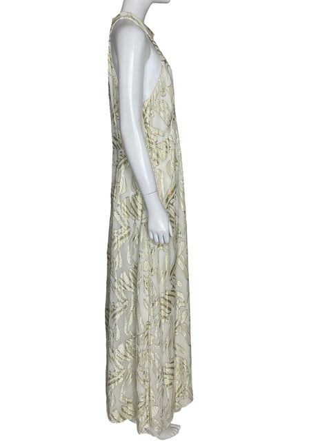 Vestido Parker Halter Brillante Beige - Talla 14