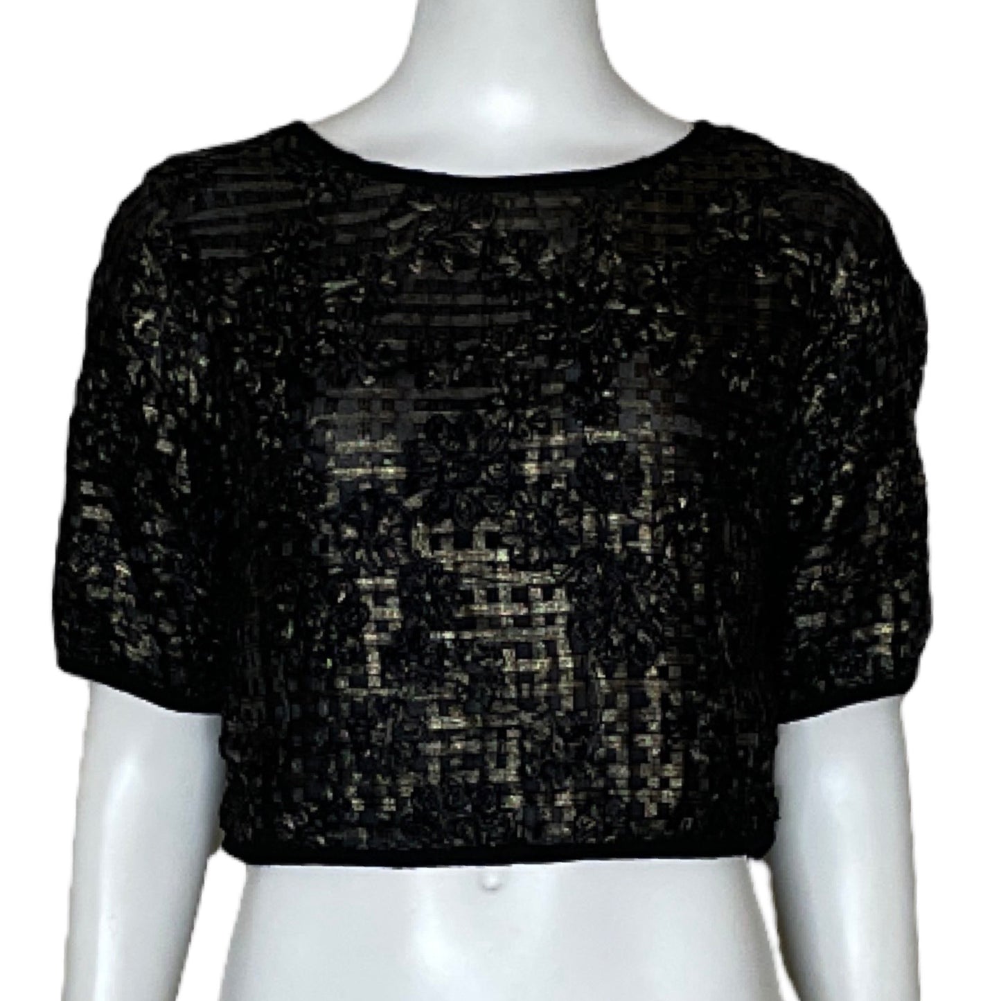 Blusa TOV Cinta Bordado Metalizado Dorado-Talla 40