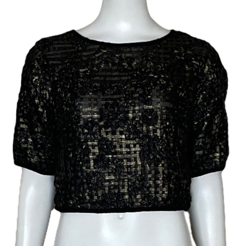 Blusa TOV Cinta Bordado Metalizado Dorado-Talla 40