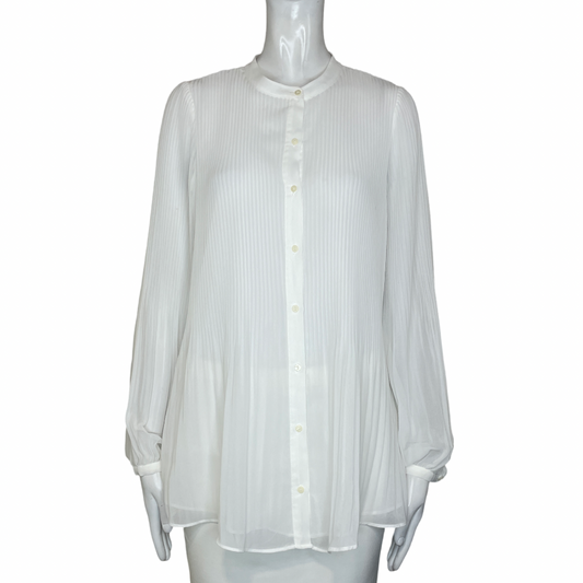 Camisa ZARA Plisado Mangas Larga Blanco- Talla XS