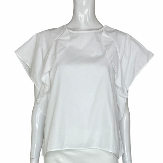 Blusa ZARA Flecos Mangas Corta Blanco - Talla XS