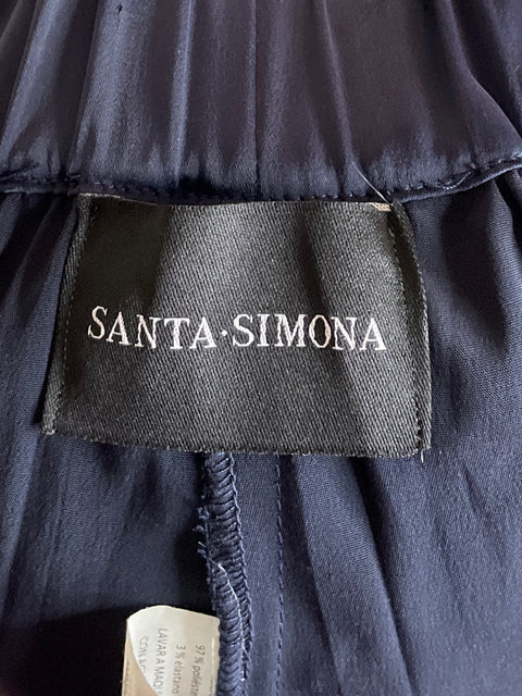 Pantalón Santa Simona Palazzo Plisado Azul-Talla S