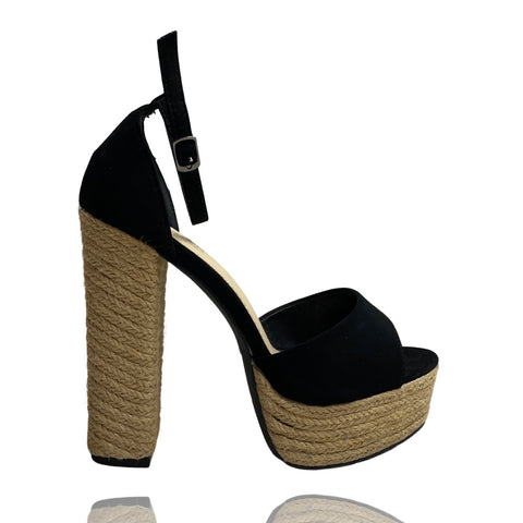 Calzado Kayleen Plataforma Yute Negro-Talla 9