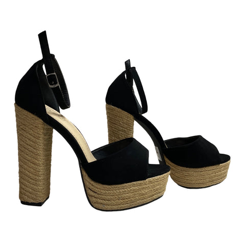Calzado Kayleen Plataforma Yute Negro-Talla 9