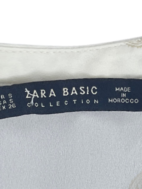 Blusa Zara Tres Botones Mangas Blanco-Talla S