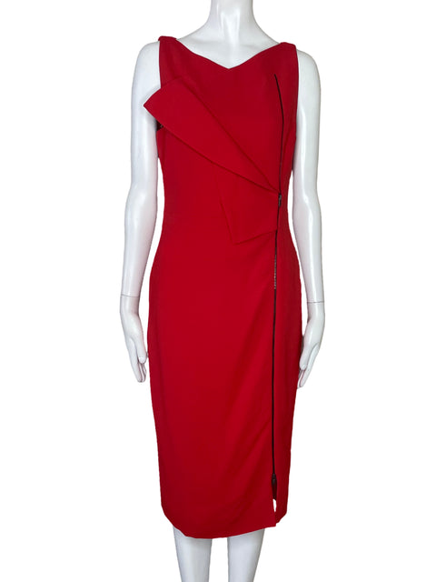Vestido Antonio Berardi Drapeado Cremallera Rojo-Talla 44