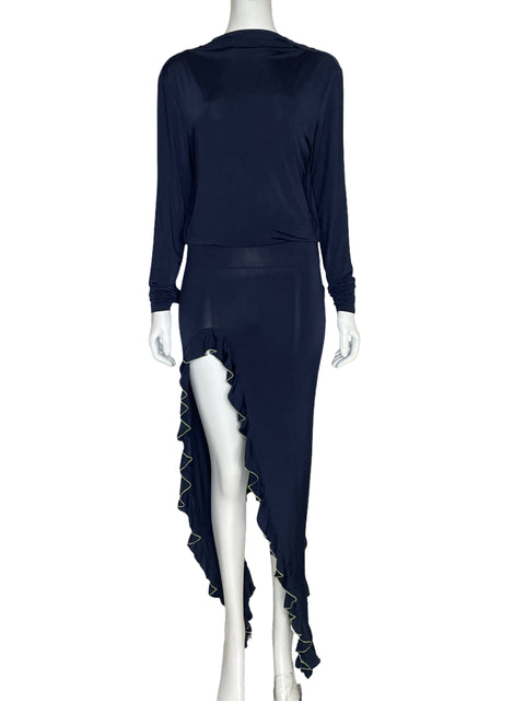 Vestido Siedres Mangas Largas Azul -Talla 36