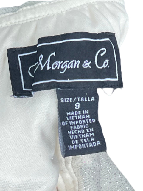 Vestido Morgan & Co. Halter Brillante Beige - Talla 9