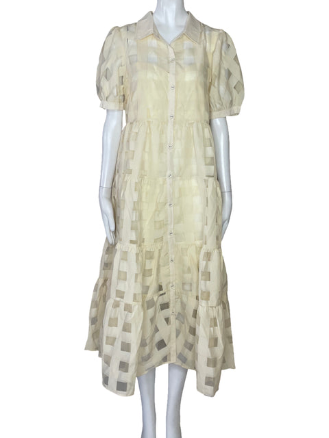 Vestido Umgee Cuadros Camisero Blanco-TallaM