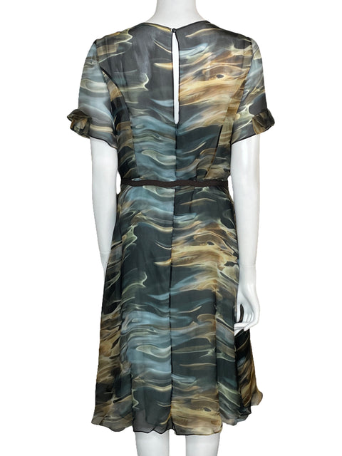 Vestido Carolina Herrera Midi Estampado Verde-Talla 12