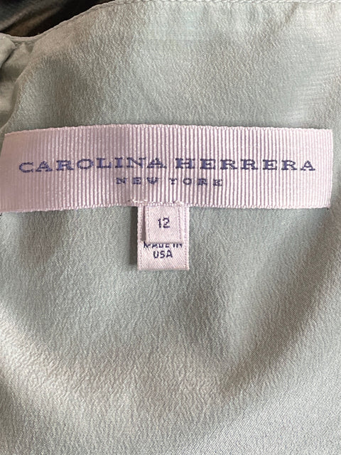 Vestido Carolina Herrera Midi Estampado Verde-Talla 12