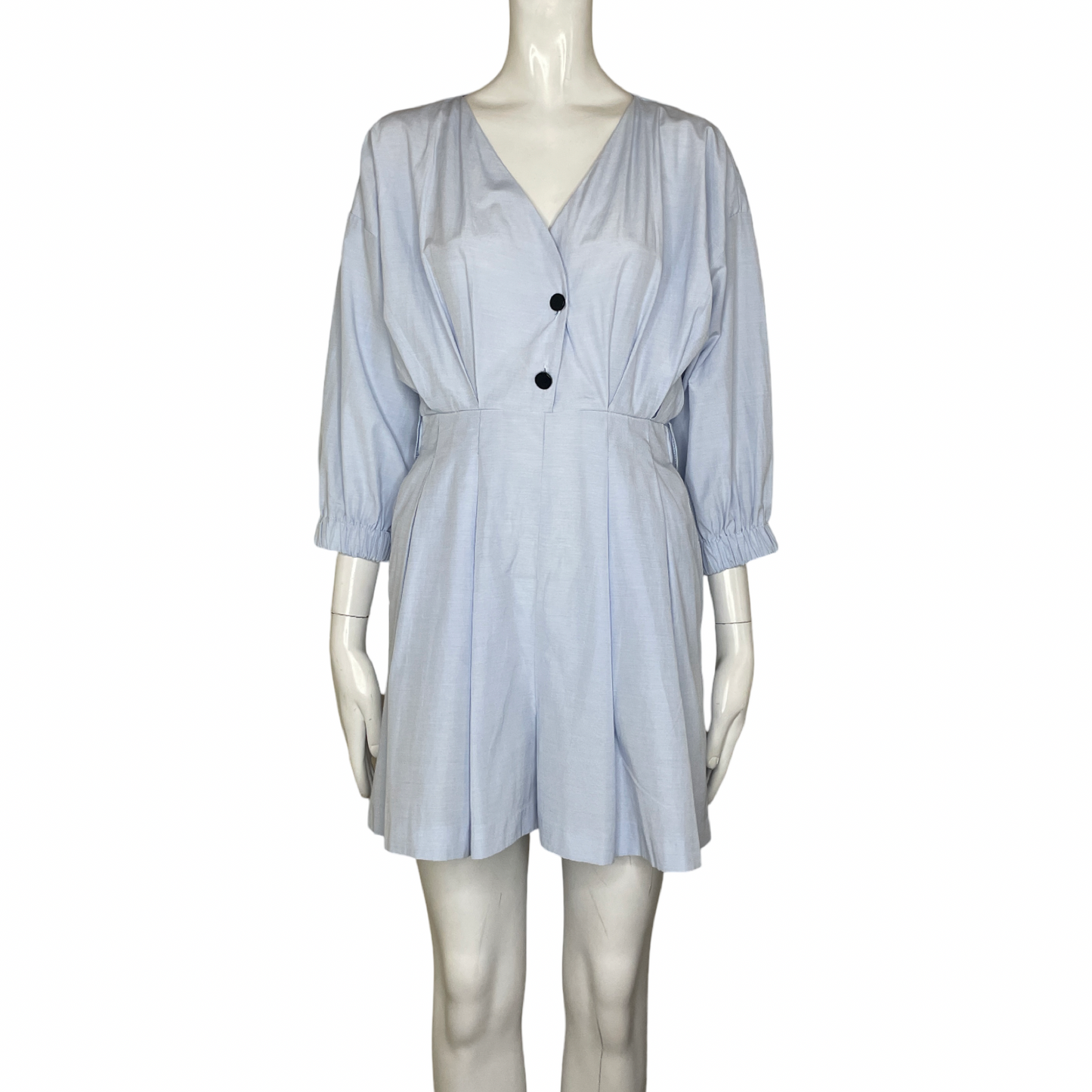 Romper ZARA Mangas Larga Pliegues Azul - Talla XS