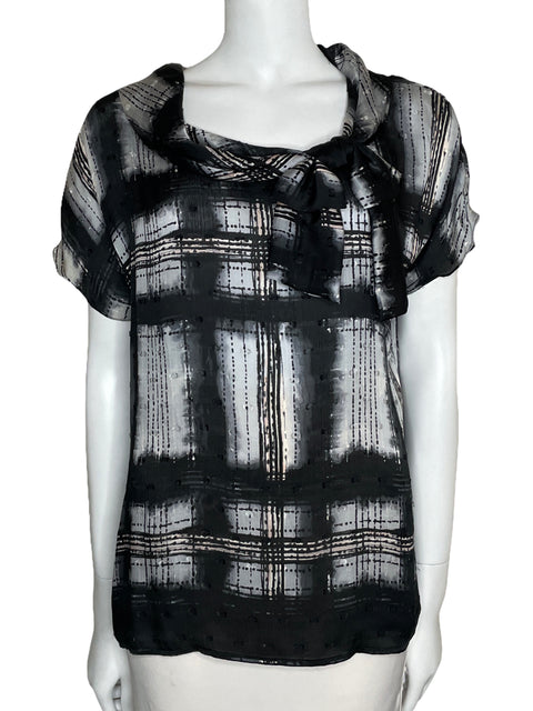 Blusa St. John Couture Manga Corta Negro-Talla 10