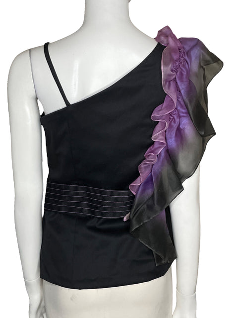 Blusa Edda Designs One Shoulder Negro-Talla 8