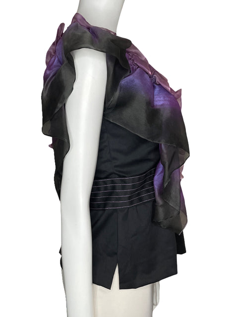 Blusa Edda Designs One Shoulder Negro-Talla 8