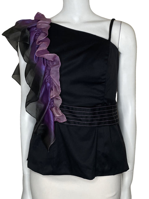 Blusa Edda Designs One Shoulder Negro-Talla 8