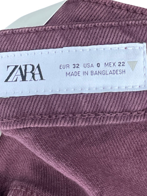 Pantalón Zara Mid Rise Length Rojo Vino - Talla 0