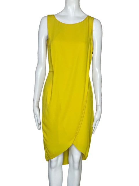 Vestido BCBG Sin Mangas Cruzado Amarillo-Talla 4