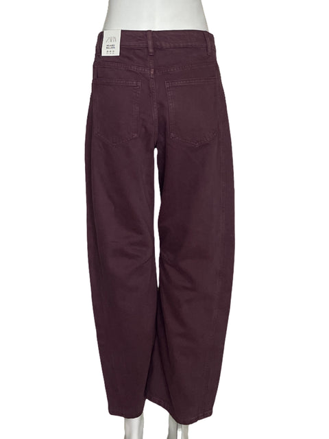 Pantalón Zara Mid Rise Length Rojo Vino - Talla 0