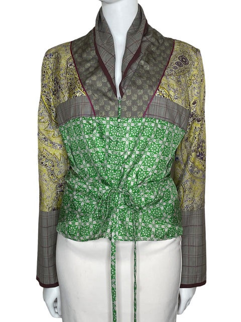 Camisa Etro Estampada Manga Larga Verde-Talla 46