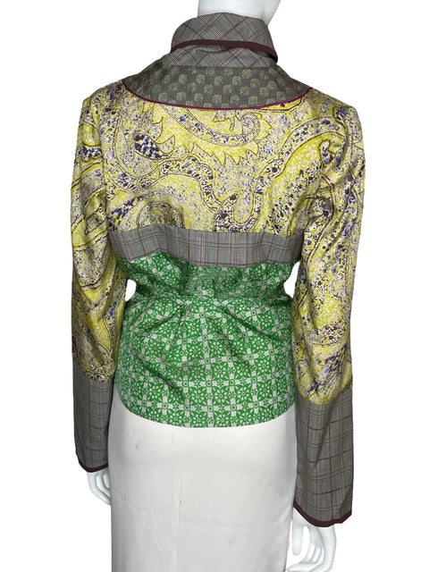 Camisa Etro Estampada Manga Larga Verde-Talla 46