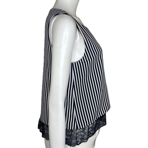 Blusa Zara Encaje Rayas Blanco-Talla S