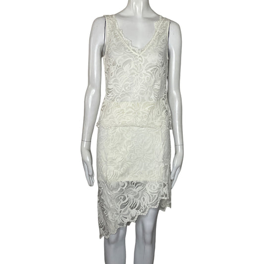 Set Tesoro TPS Encaje Top Falda Blanco-Talla S
