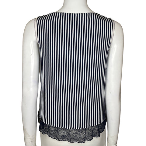 Blusa Zara Encaje Rayas Blanco-Talla S