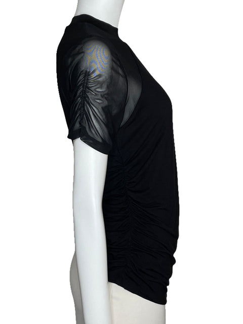 Top DKNY Mesh Drapeado Negro-Talla S