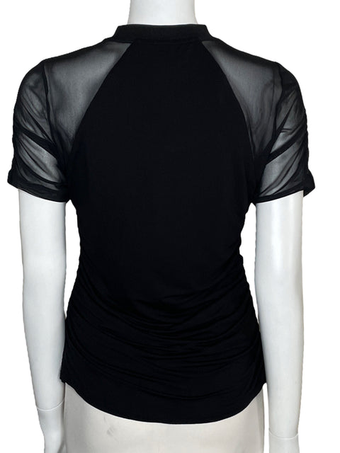 Top DKNY Mesh Drapeado Negro-Talla S