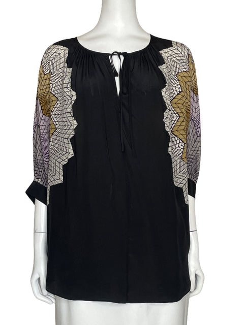 Blusa BCBG Mangas Larga Estampado Negro - Talla 0