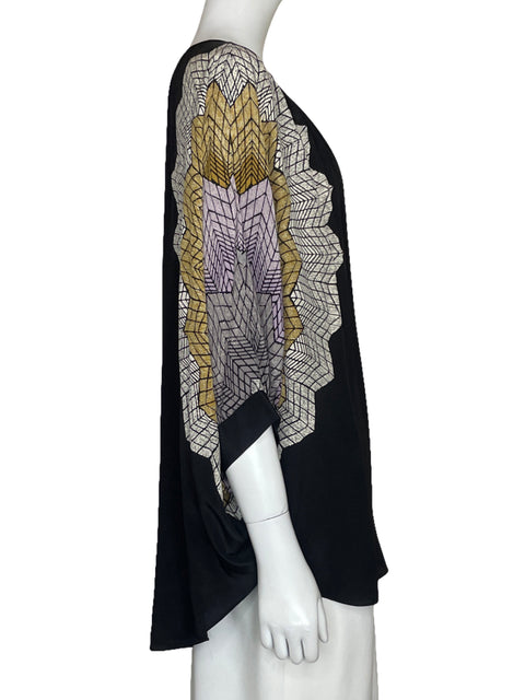 Blusa BCBG Mangas Larga Estampado Negro - Talla 0