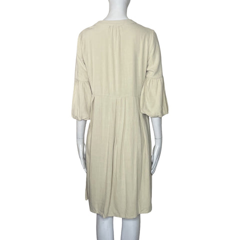 Vestido Hidden Alley Mangas Puff Beige-Talla S