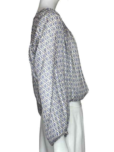 Blusa Zara  Líneas Estampado Blanco - Talla S