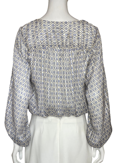 Blusa Zara  Líneas Estampado Blanco - Talla S