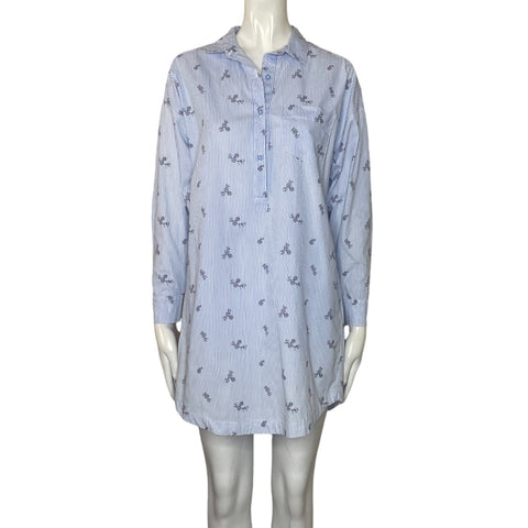 Camisa Divided Rayas Flores Azul-Talla 34